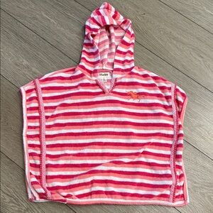 Hatley Pink and White Striped Hooded Poncho beach coverup size 4